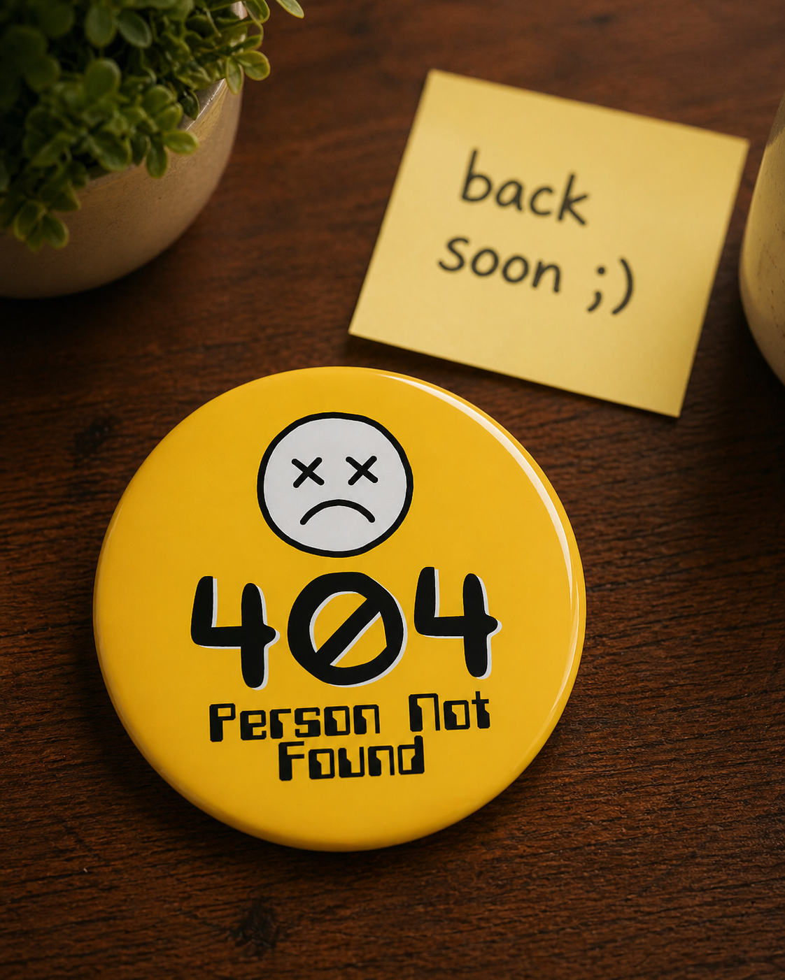 404 PERSON NOT FOUND Badge Magnet | Funny Corporate Gift | Corporat Comics