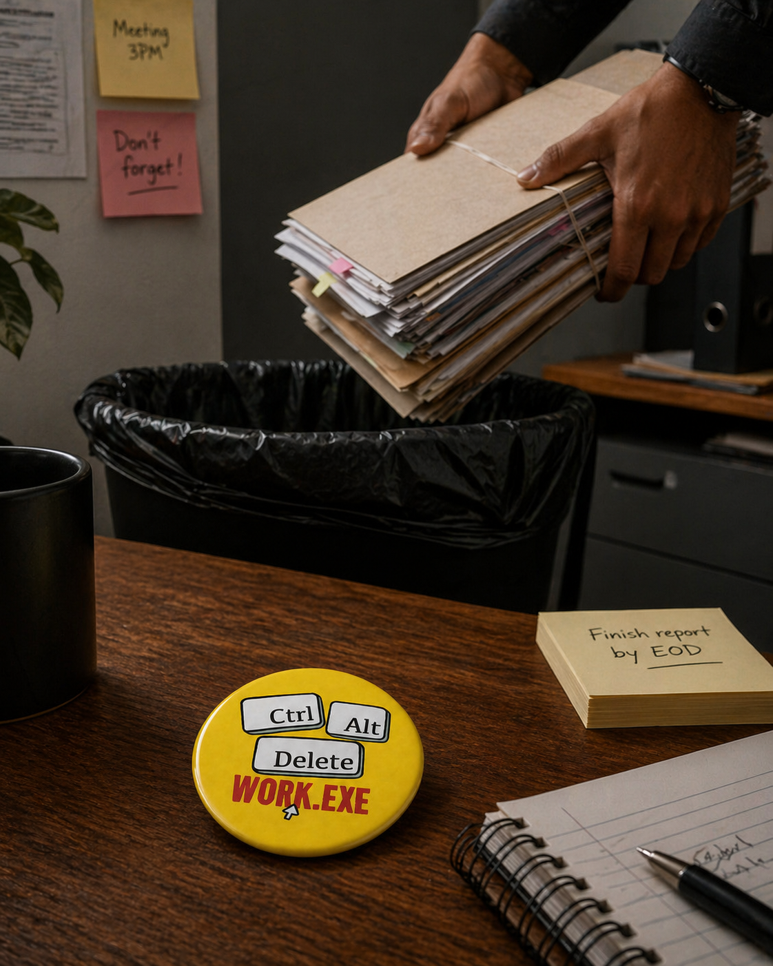 CTRL ALT DELETE WORK Badge Magnet | Funny Corporate Gift | Corporat Comics