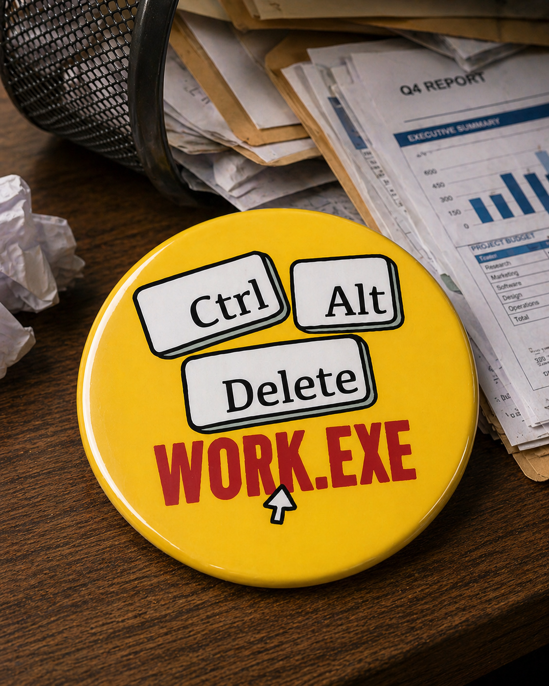 CTRL ALT DELETE WORK Badge Magnet | Funny Corporate Gift | Corporat Comics