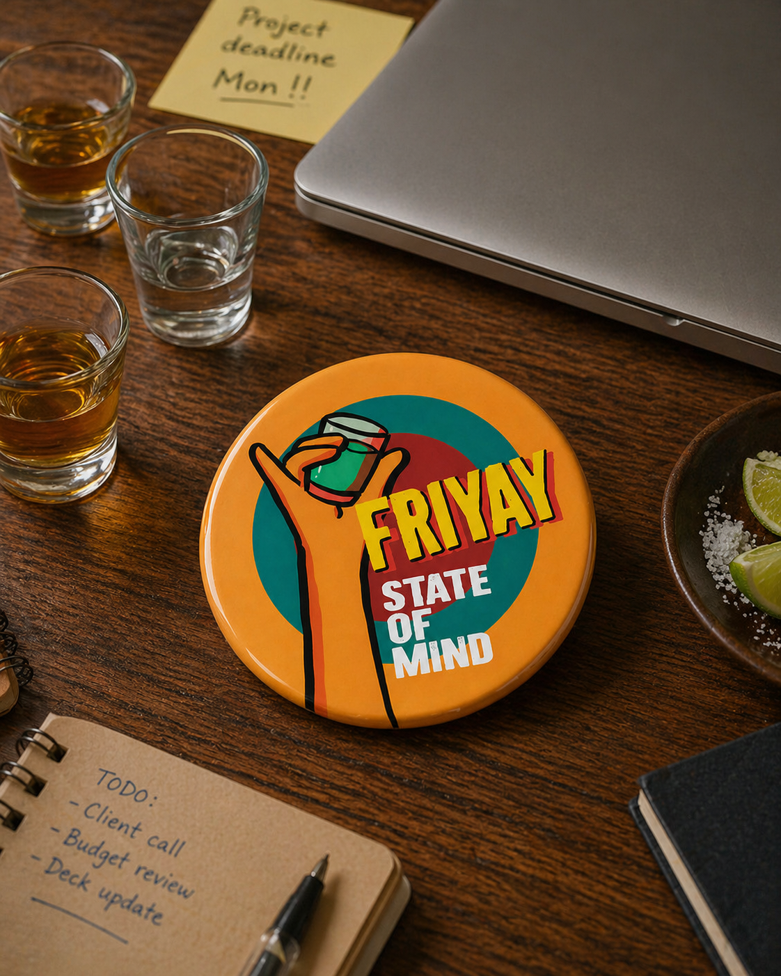 FRIYAY STATE OF MIND Badge Magnet | Funny Corporate Gift | Corporat Comics