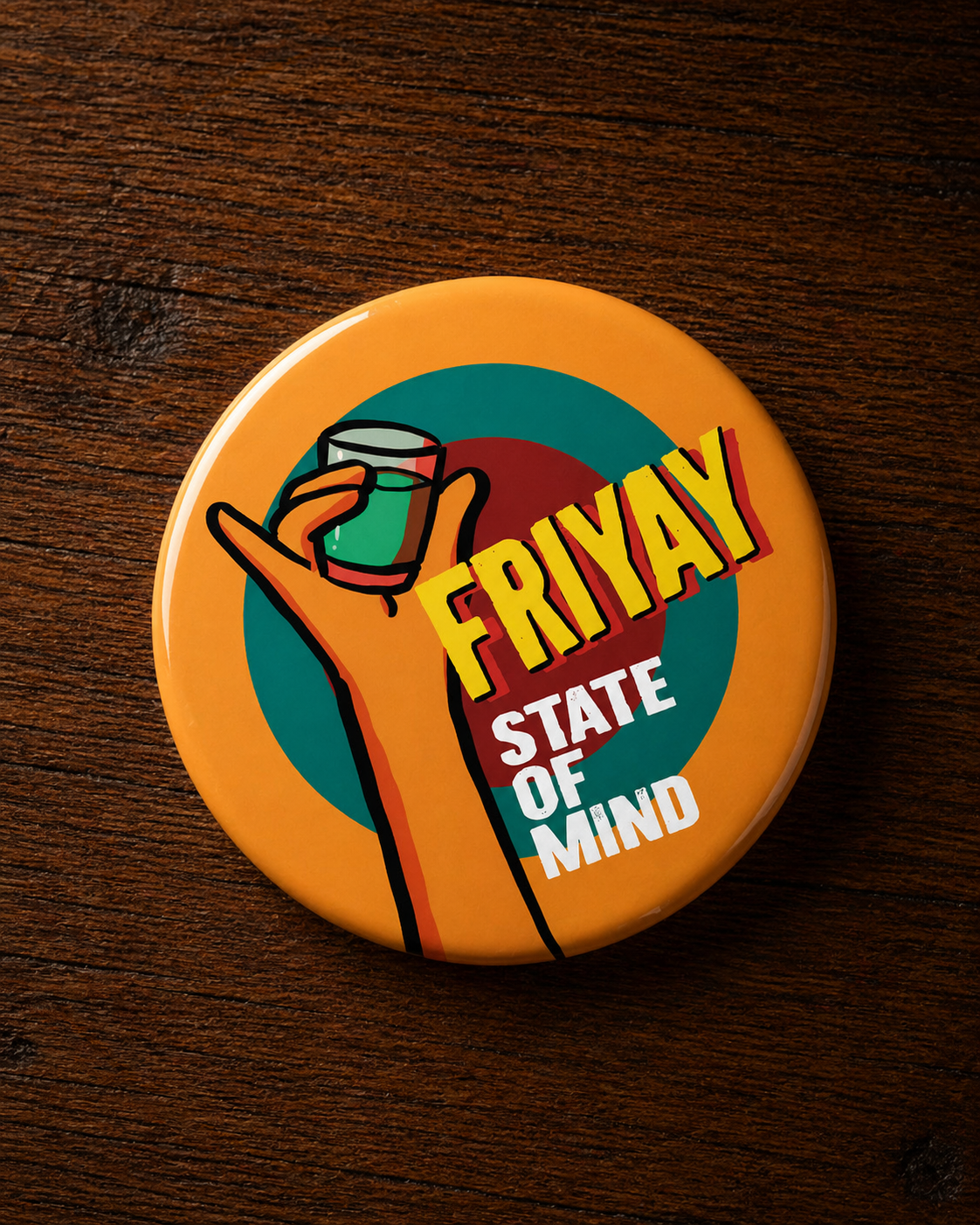 FRIYAY STATE OF MIND Badge Magnet | Funny Corporate Gift | Corporat Comics