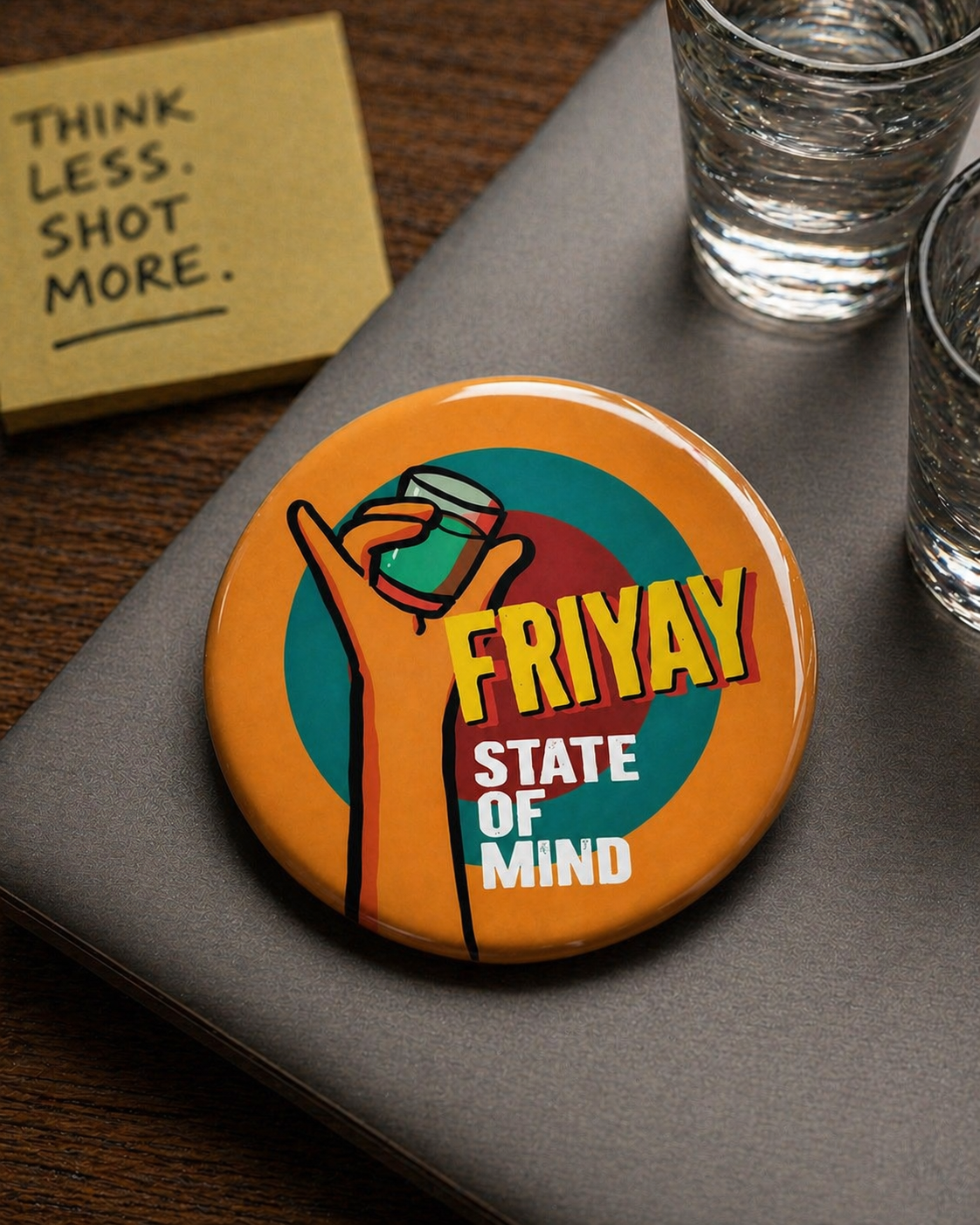 FRIYAY STATE OF MIND Badge Magnet | Funny Corporate Gift | Corporat Comics