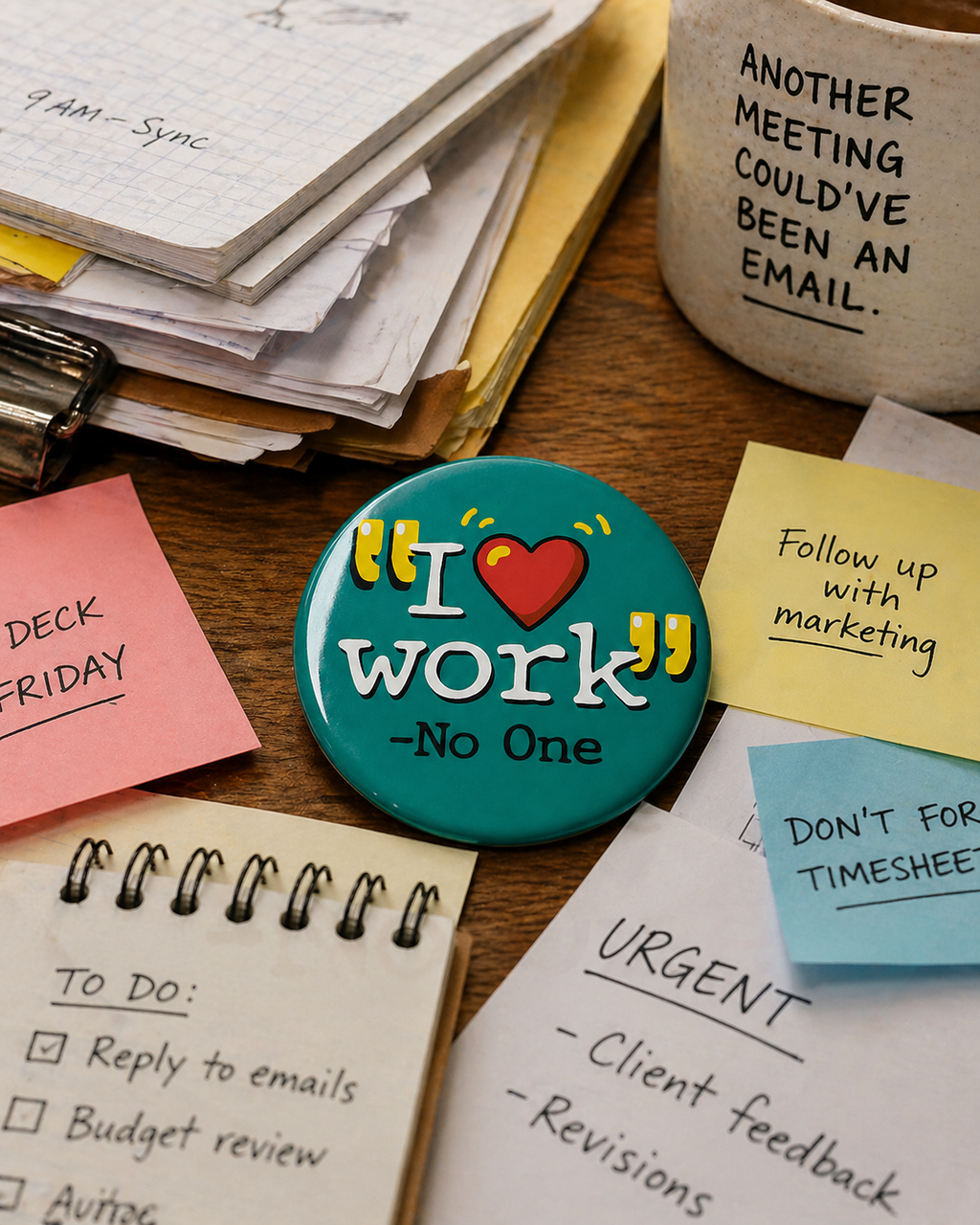 I LOVE WORK Badge Magnet | Funny Corporate Gift | Corporat Comics