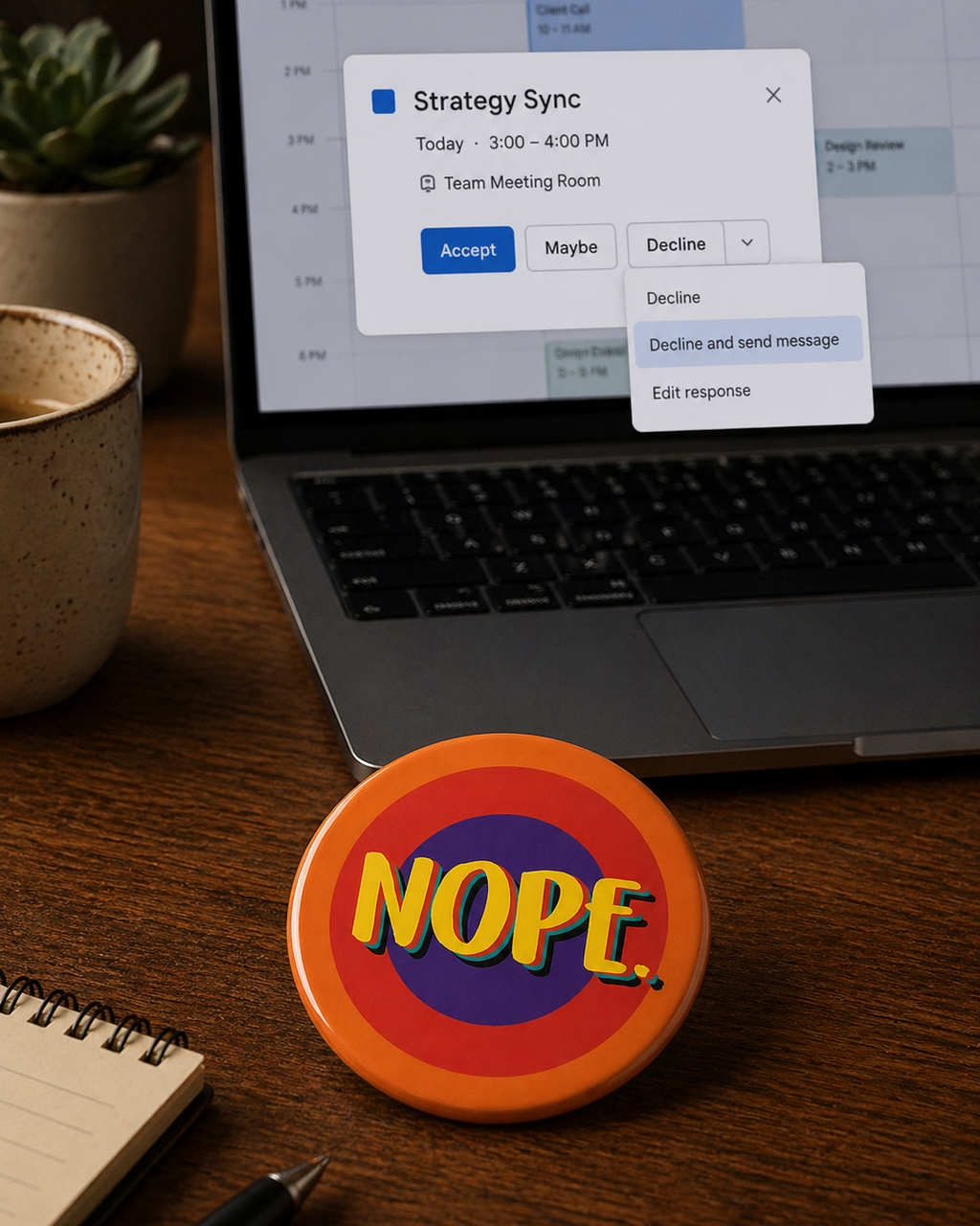 NOPE Badge Magnet | Funny Corporate Gift | Corporat Comics