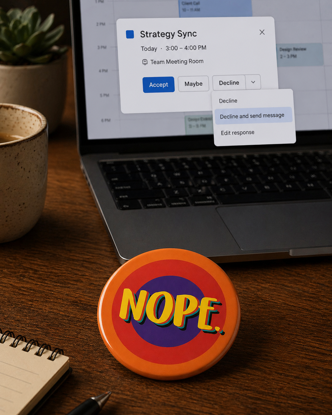 NOPE Badge Magnet | Funny Corporate Gift | Corporat Comics