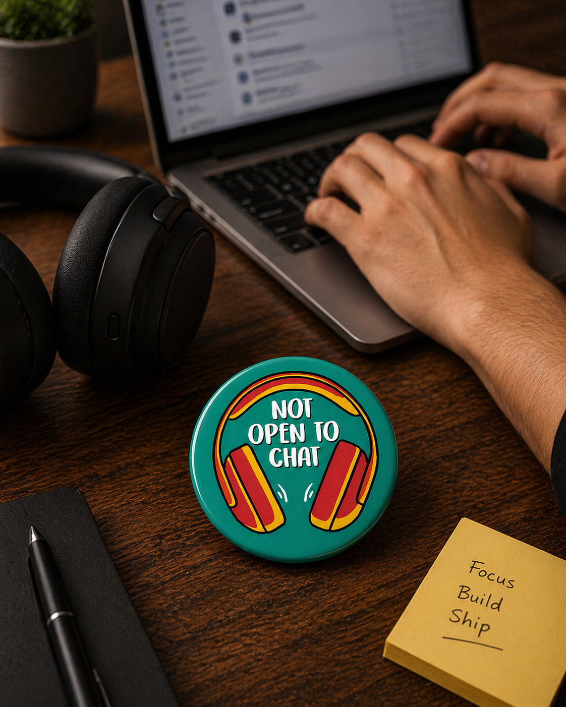 NOT OPEN TO CHAT Badge Magnet | Funny Corporate Gift | Corporat Comics