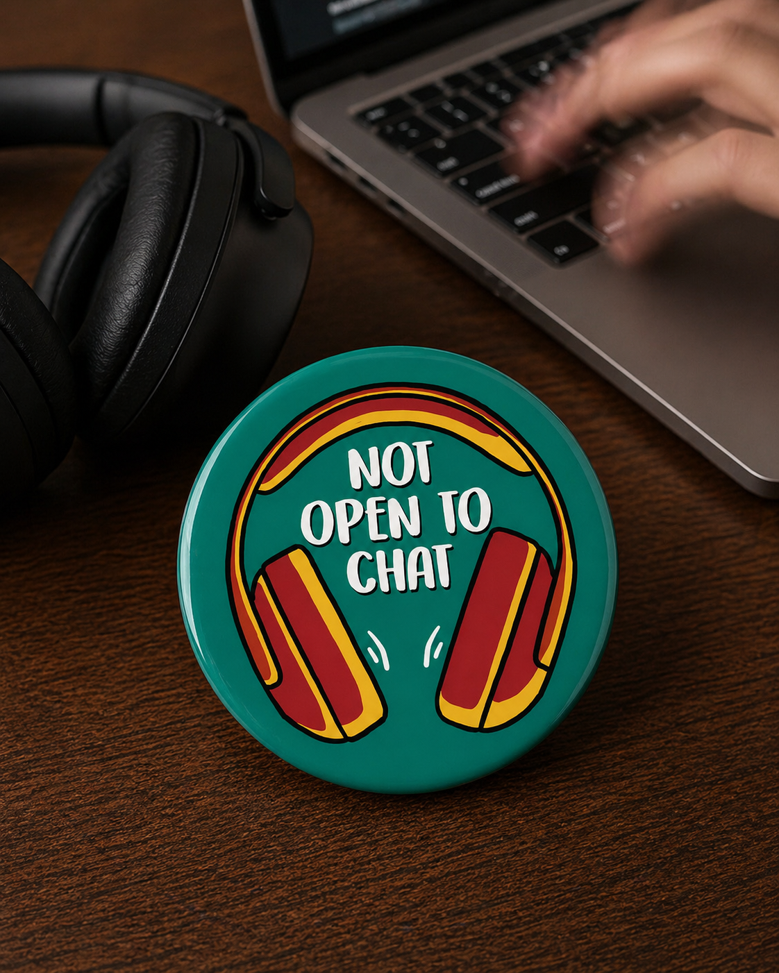 NOT OPEN TO CHAT Badge Magnet | Funny Corporate Gift | Corporat Comics