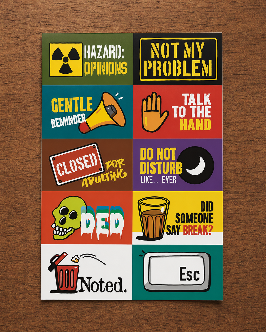 The Unhinged Collection | Complete Sticker Bundle (All 3 Sheets) | Funny Corporate Gift | Corporat Comics