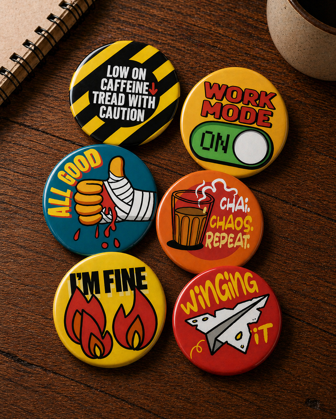 The Survival Kit | Set of 6 | Badge Magnet | Funny Corporate Gift | Corporat Comics