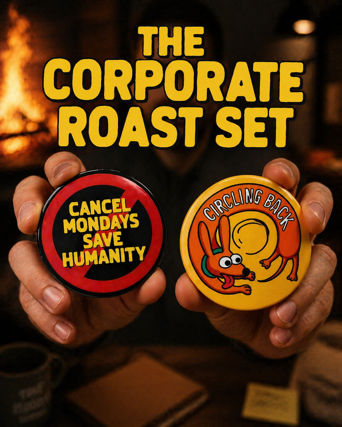 The Corporate Roast | Set of 6 | Badge Magnet | Funny Corporate Gift | Corporat Comics