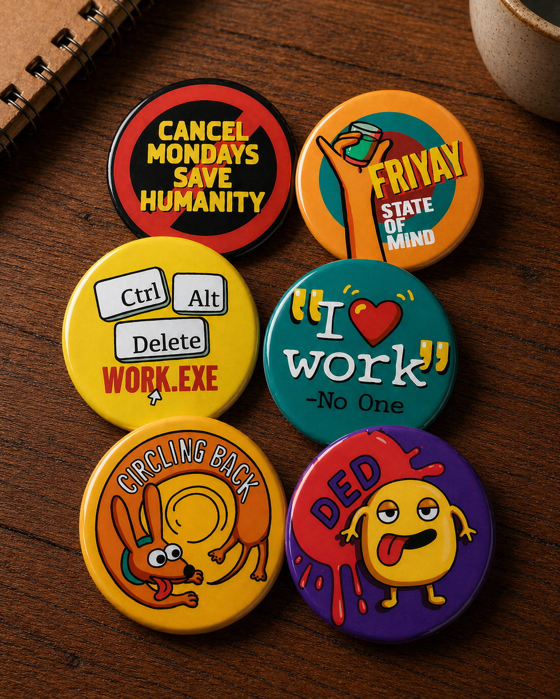 The Corporate Roast | Set of 6 | Badge Magnet | Funny Corporate Gift | Corporat Comics