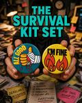 The Survival Kit | Set of 6 | Badge Magnet | Funny Corporate Gift | Corporat Comics