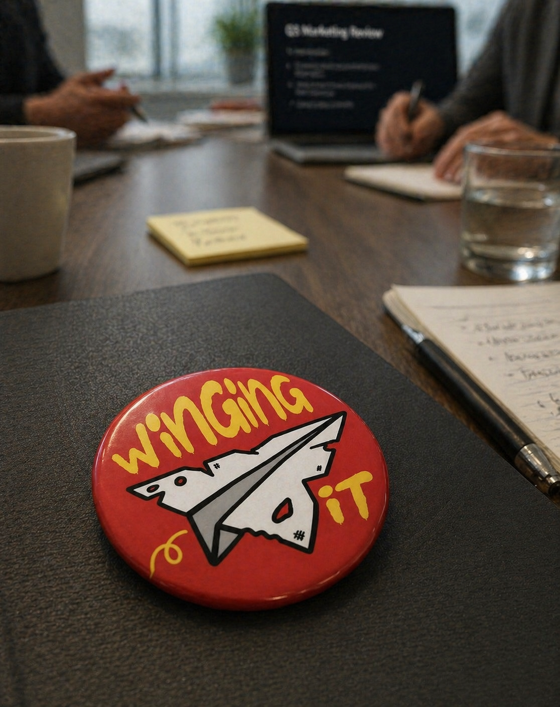 WINGING IT Badge Magnet | Funny Corporate Gift | Corporat Comics