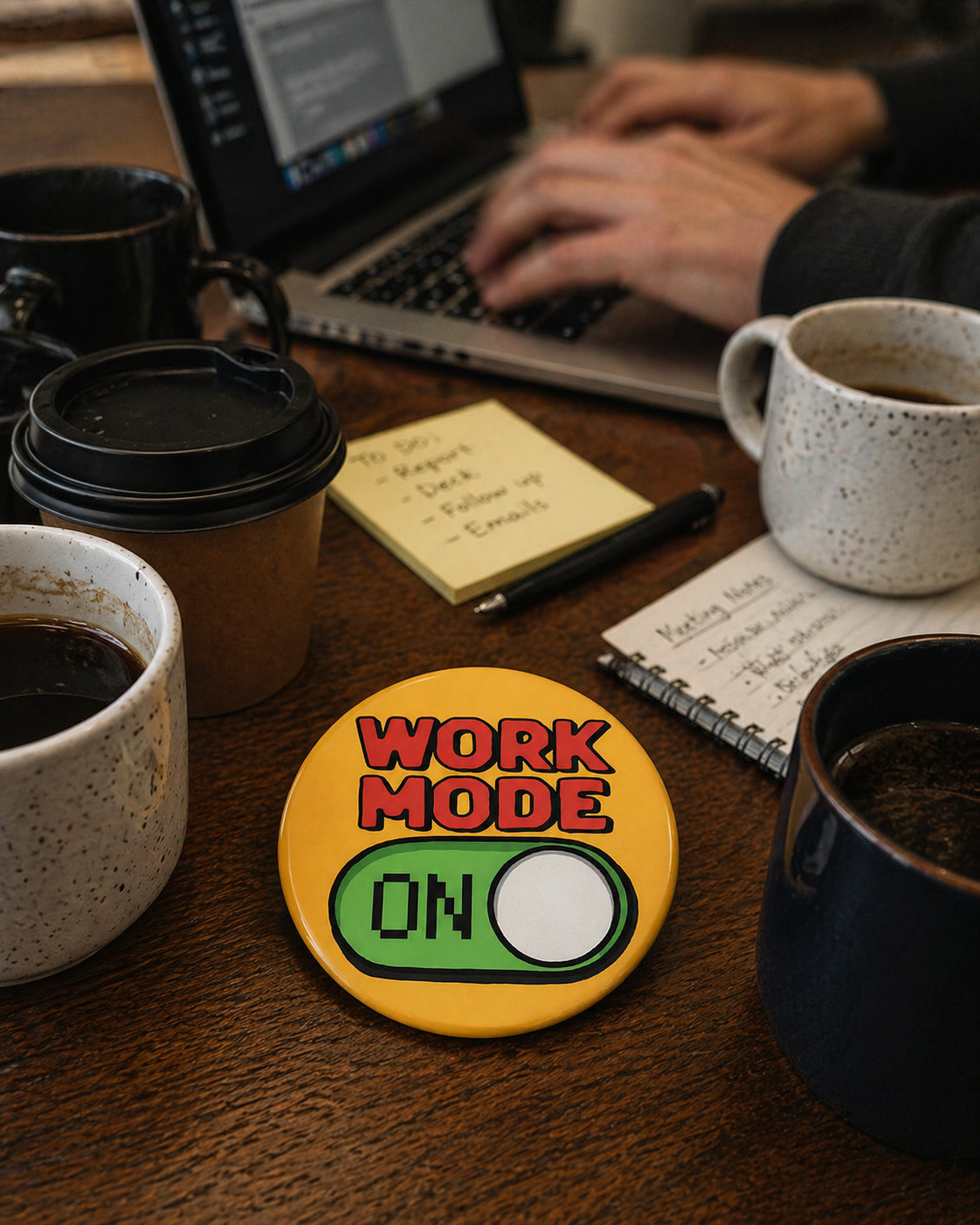 WORK MODE ON Badge Magnet | Funny Corporate Gift | Corporat Comics